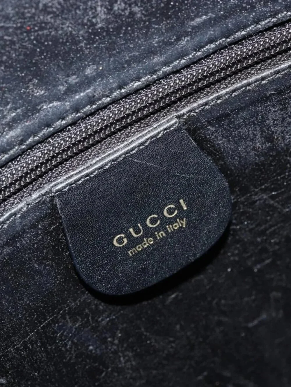 GUCCI Hand Bag Leather Black Gold 000 2058 0569 0 Auth